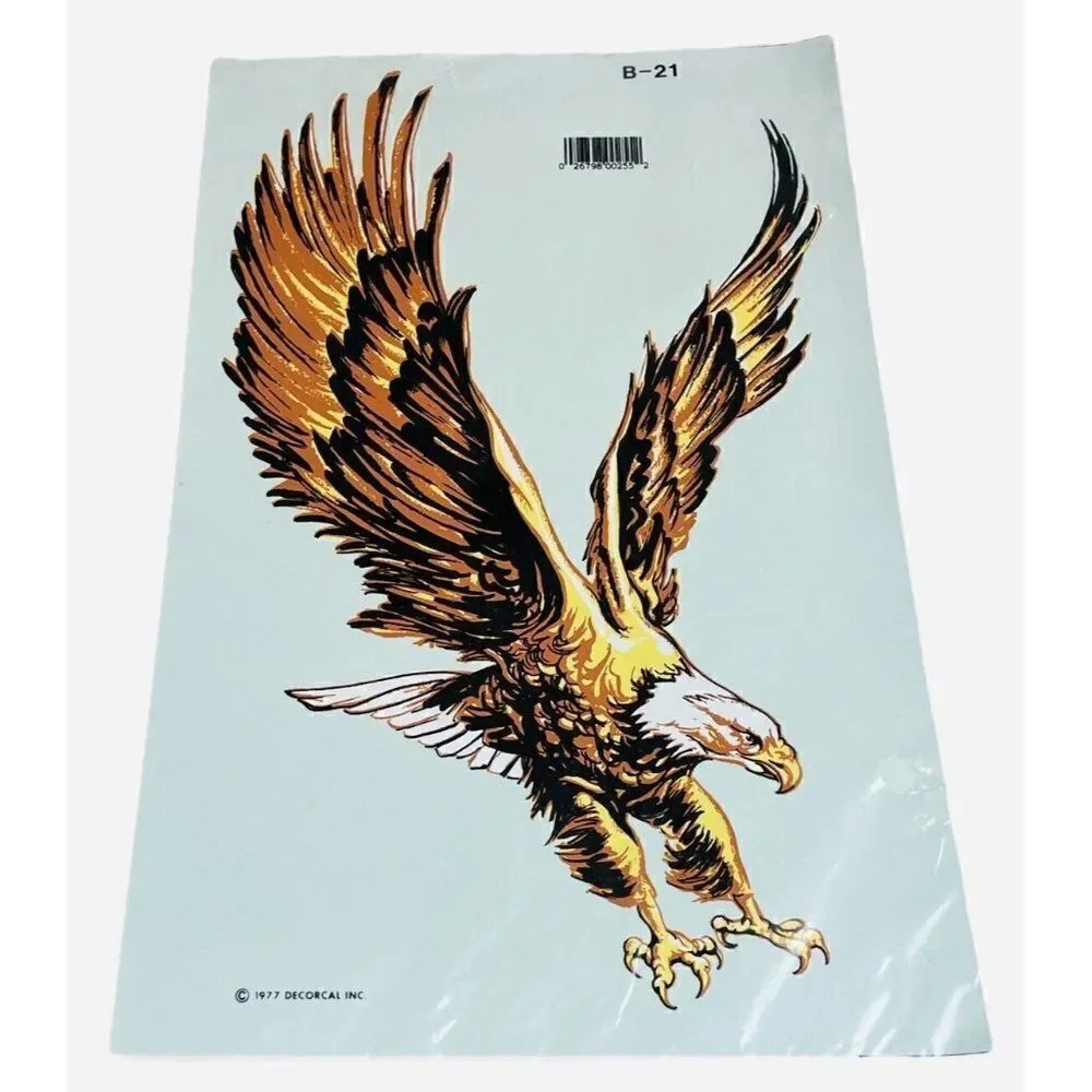 NOS Vintage 1977 Decorcal Transfer Decal Eagle Motorcycle Man Cave Kitschy Craft